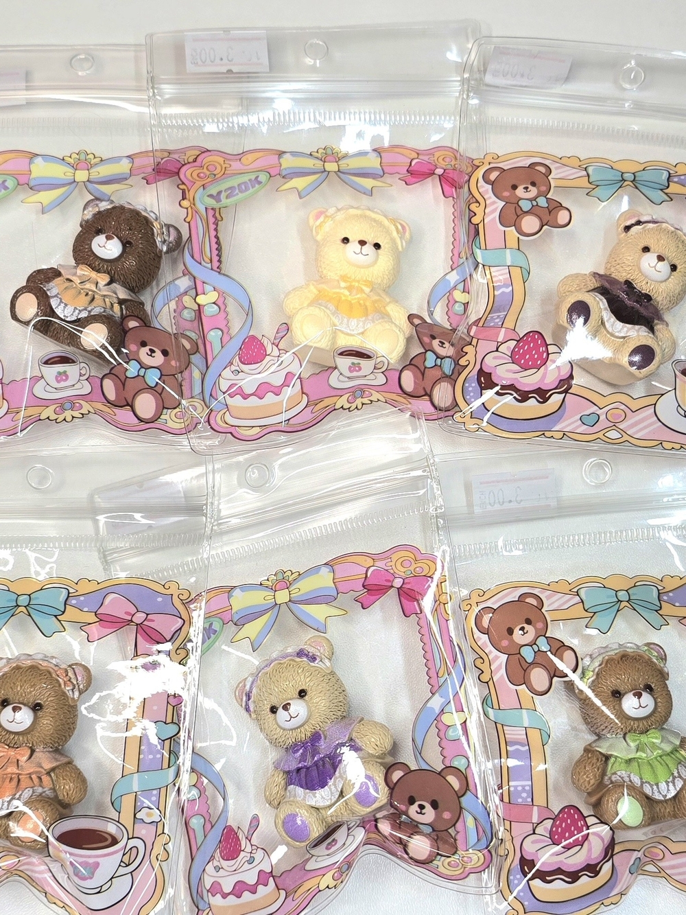 Adorable Mini Teddy Keychain Trio - Pastel Outfit Assortment